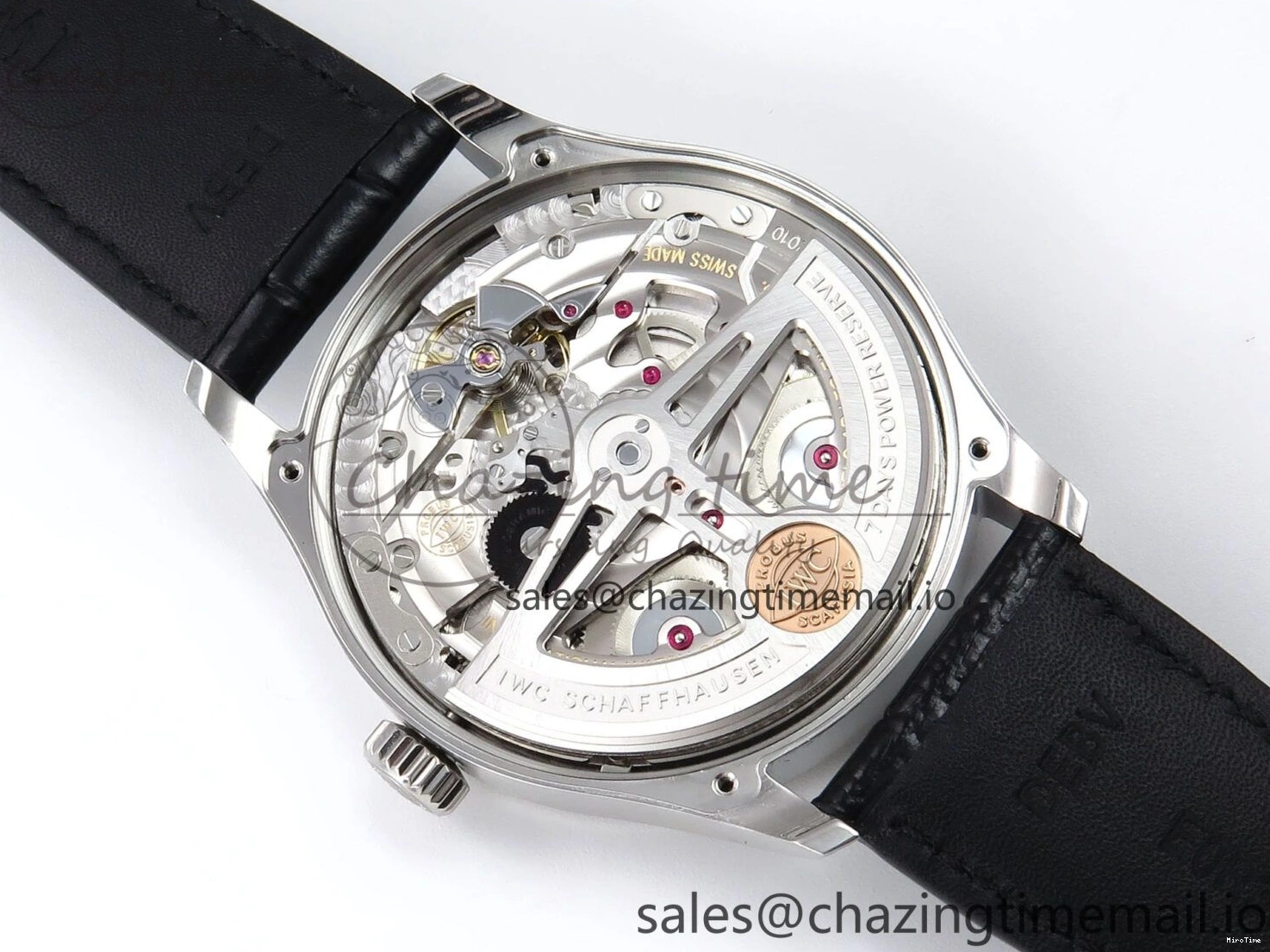 MIROTIME 0302 OnTrend Portugieser Automatic 42mm SS APSF 1:1 Best Edition White RG Dial on Black Leather Strap A 7010